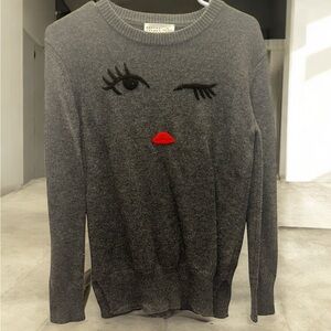 KATE SPADE Broome  Street Gray Sweater with Winking Face Design XXS